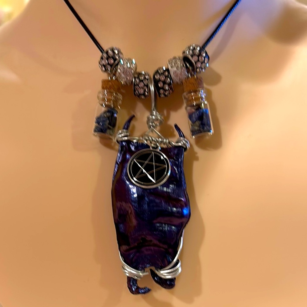 Mermaids Purse with Crystals Necklace/Handcrafted/One of a Kind
